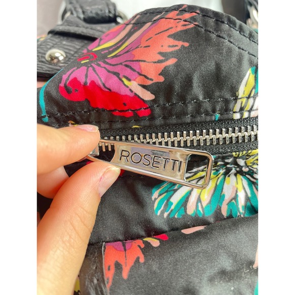 Rosetti Black Butterfly Print Hobo Shoulder Bag Purse - Picture 4 of 8